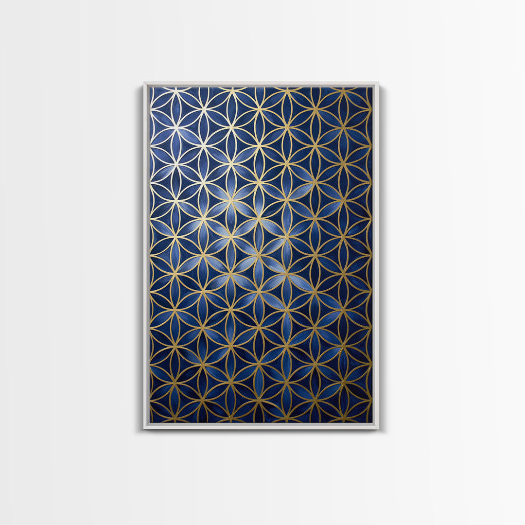 Flower of Life Pattern Framed Canvas Print, Sacred Geometry Art, Large Wall Art, Living Room Decor, Fine Art, Geometry, SGA-2x3-33