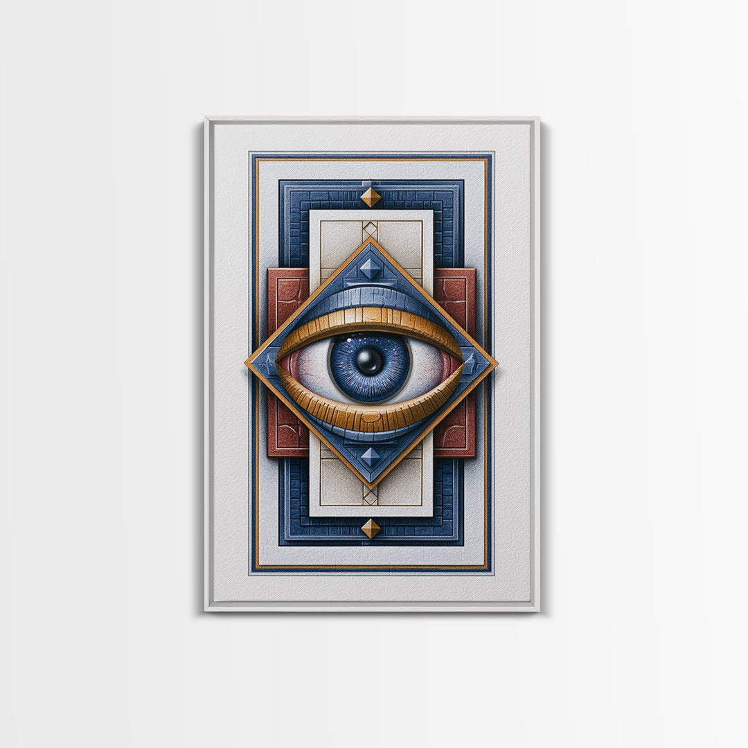Cosmic Eye Inside Geometric Frame Framed Canvas Print, Sacred Geometry Art, Room Decor, Living Room Decor, Fine Art, Geometry, SGA-2x3-51