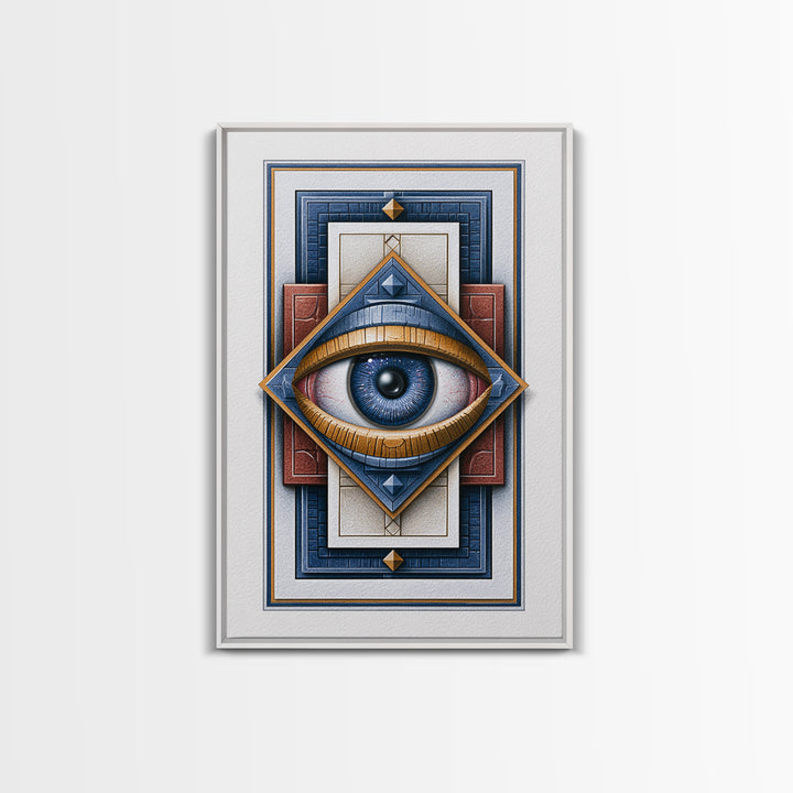 Cosmic Eye Inside Geometric Frame Framed Canvas Print, Sacred Geometry Art, Room Decor, Living Room Decor, Fine Art, Geometry, SGA-2x3-51