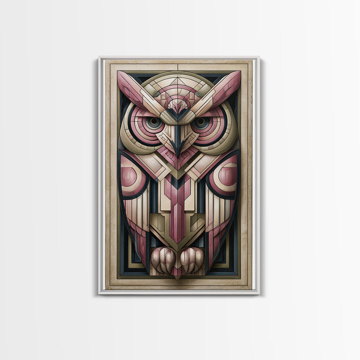 Sacred Owl Formed from Symmetrical Linework Canvas Print, Sacred Geometry Art, Digital Art, Living Room Decor, Geometry, SGA-2x3-74