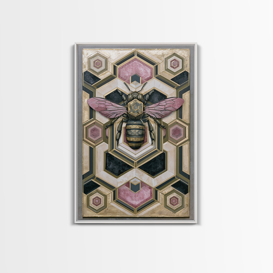 Hexagon Honeycomb Pattern Canvas Print, Sacred Geometry Art, Wall Hanging, Living Room Decor, Fine Art, Geometry, Wabi Sabi Art, SGA-2x3-96