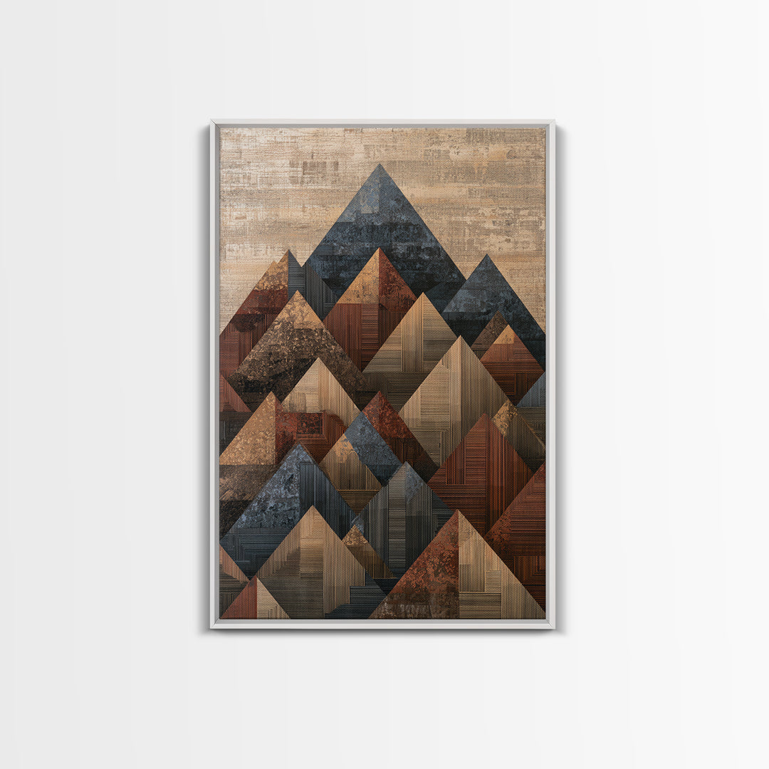 Triangle Mountain Landscape Framed Canvas Print, Sacred Geometry Art, Boho Wall Art, Living Room Decor, Fine Art, Geometry, SGA-2x3-97