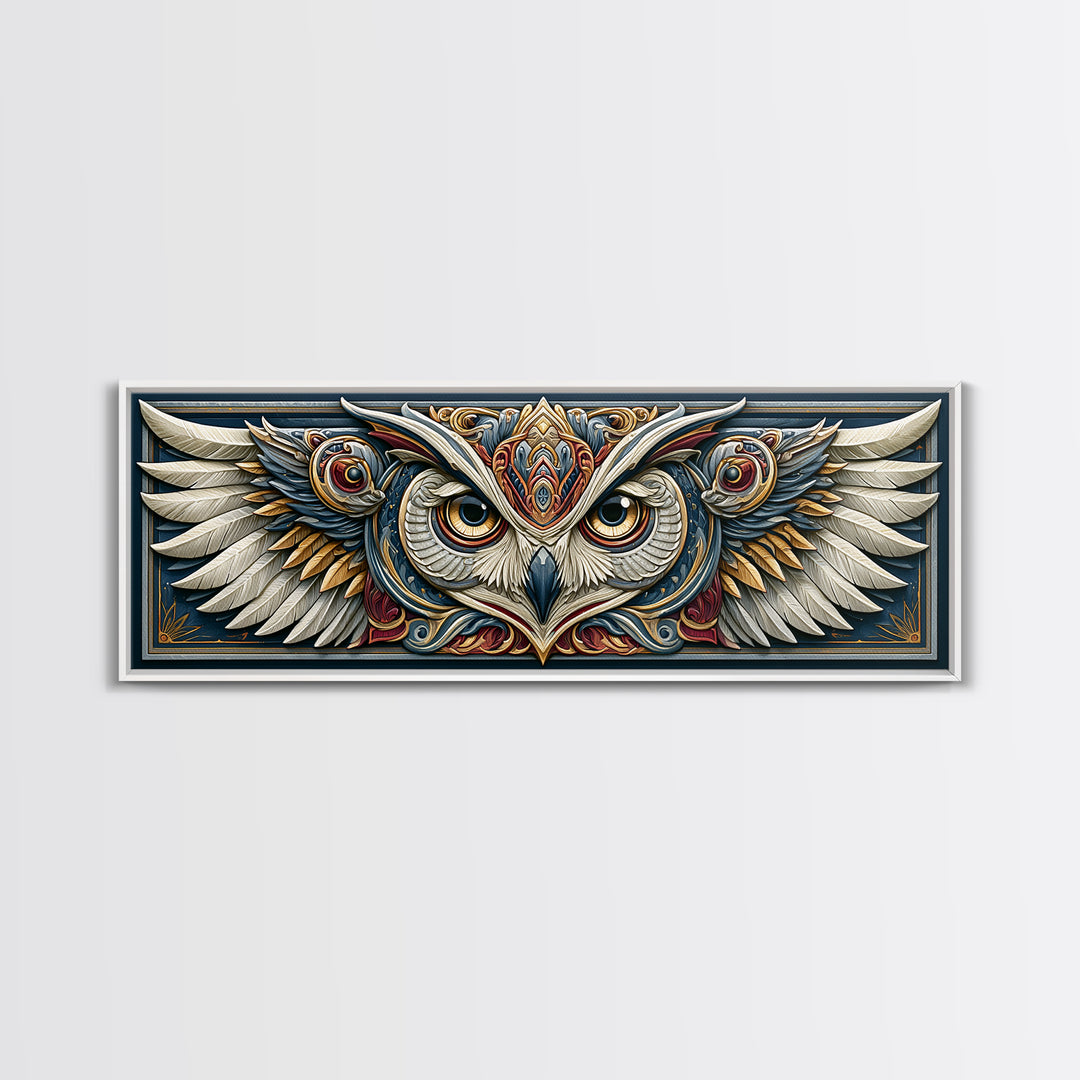 Sacred Owl Formed from Symmetrical Linework Canvas Print, Sacred Geometry Art, Wall Decor, Living Room Decor, Geometry, SGA-3x1-10