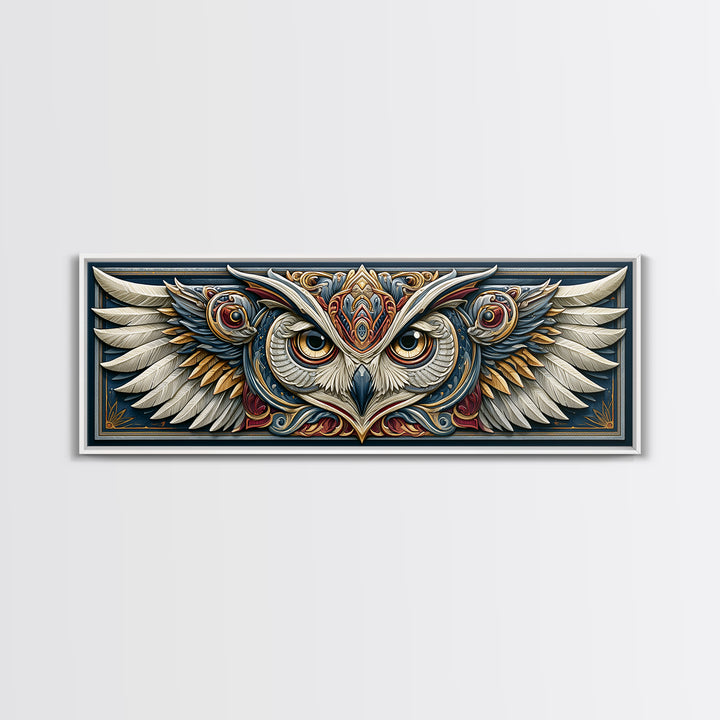 Sacred Owl Formed from Symmetrical Linework Canvas Print, Sacred Geometry Art, Wall Decor, Living Room Decor, Geometry, SGA-3x1-10