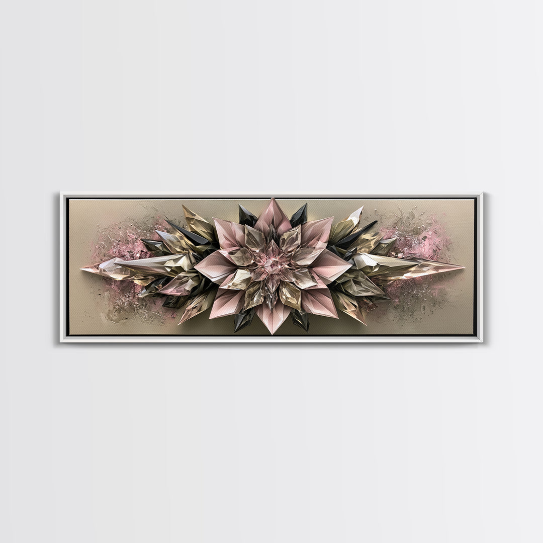 Crystal Lotus Arrangement Canvas Print, Sacred Geometry Art, Decorations, Living Room Decor, Geometry, Minimalist Decor, SGA-3x1-36