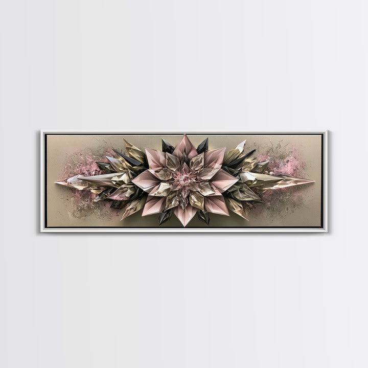 Crystal Lotus Arrangement Canvas Print, Sacred Geometry Art, Decorations, Living Room Decor, Geometry, Minimalist Decor, SGA-3x1-36