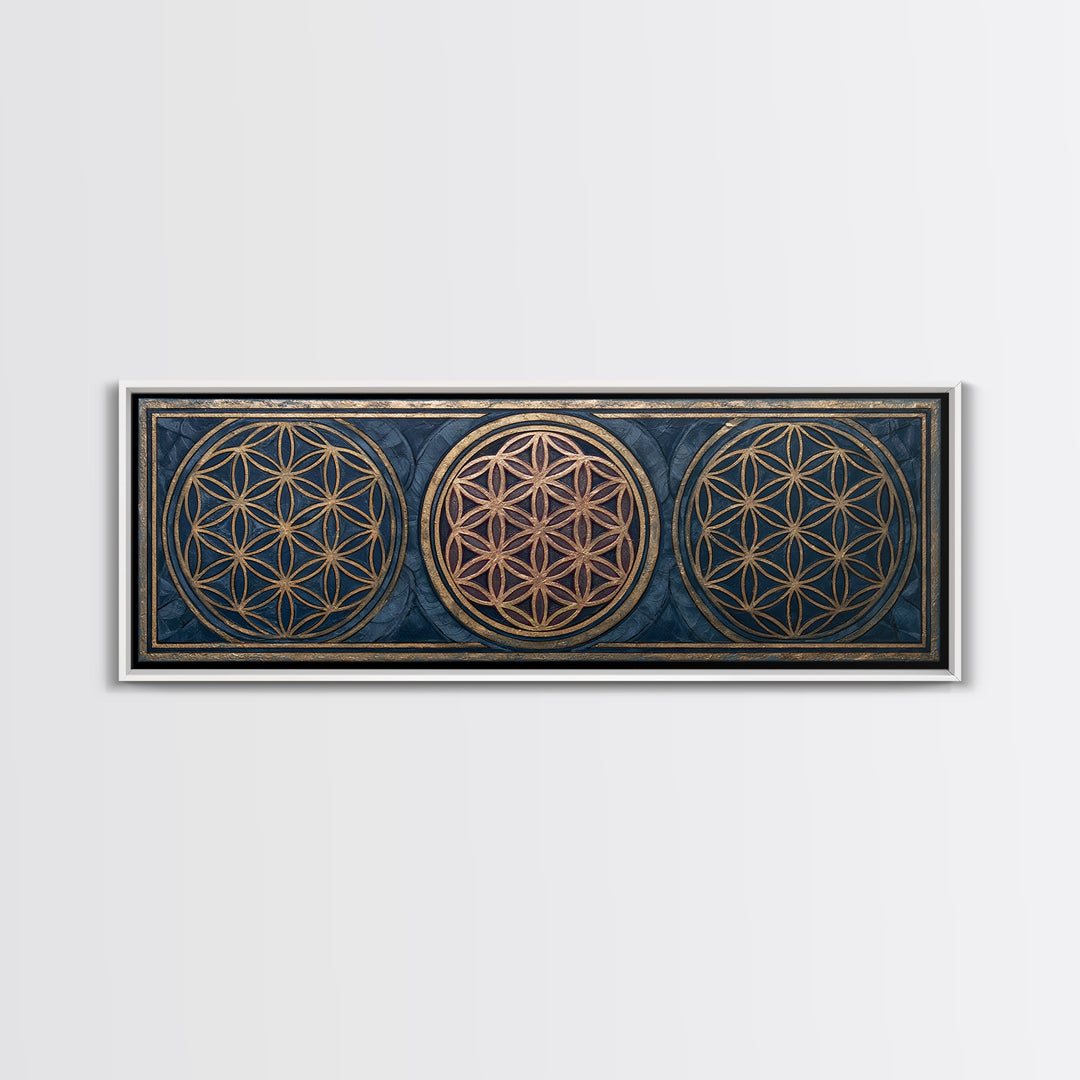 Flower of Life Pattern Canvas Print, Sacred Geometry Art, Mandala Wall Art, Living Room Decor, Geometry, Statement Artwork, SGA-3x1-41