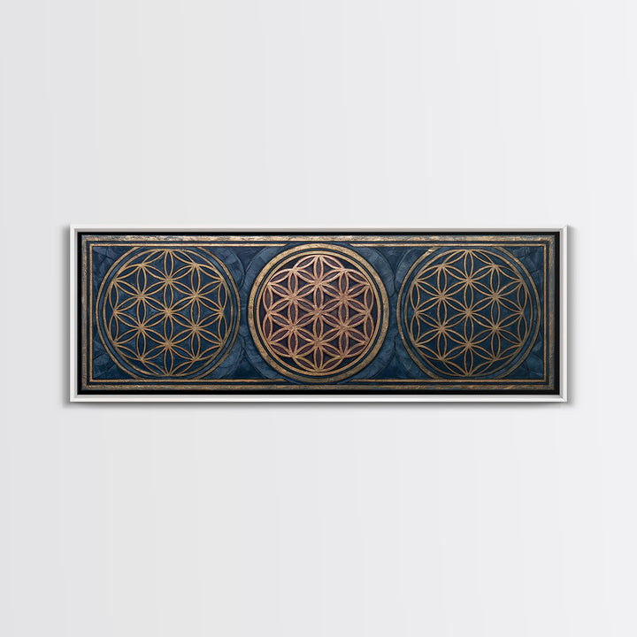 Flower of Life Pattern Canvas Print, Sacred Geometry Art, Mandala Wall Art, Living Room Decor, Geometry, Statement Artwork, SGA-3x1-41
