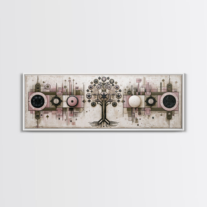 Geometric Tree of Life Framed Canvas Print, Sacred Geometry Art, Contemporary Art, Living Room Decor, Fine Art, Geometry, SGA-3x1-55