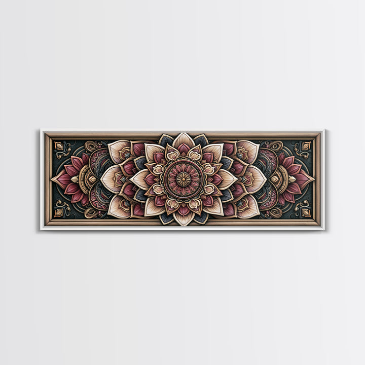 Mandala Lotus with Precise Radial Symmetry Canvas Print, Sacred Geometry Art, Boho Decor, Living Room Decor, Fine Art, Geometry, SGA-3x1-66
