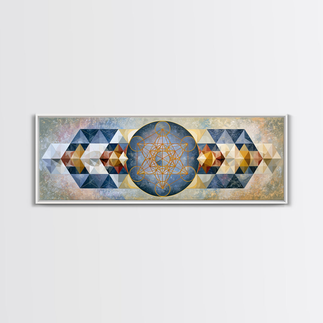 Metatron Cube with Celestial Background Canvas Print, Sacred Geometry Art, Large Wall Art, Living Room Decor, Geometry, SGA-3x1-67