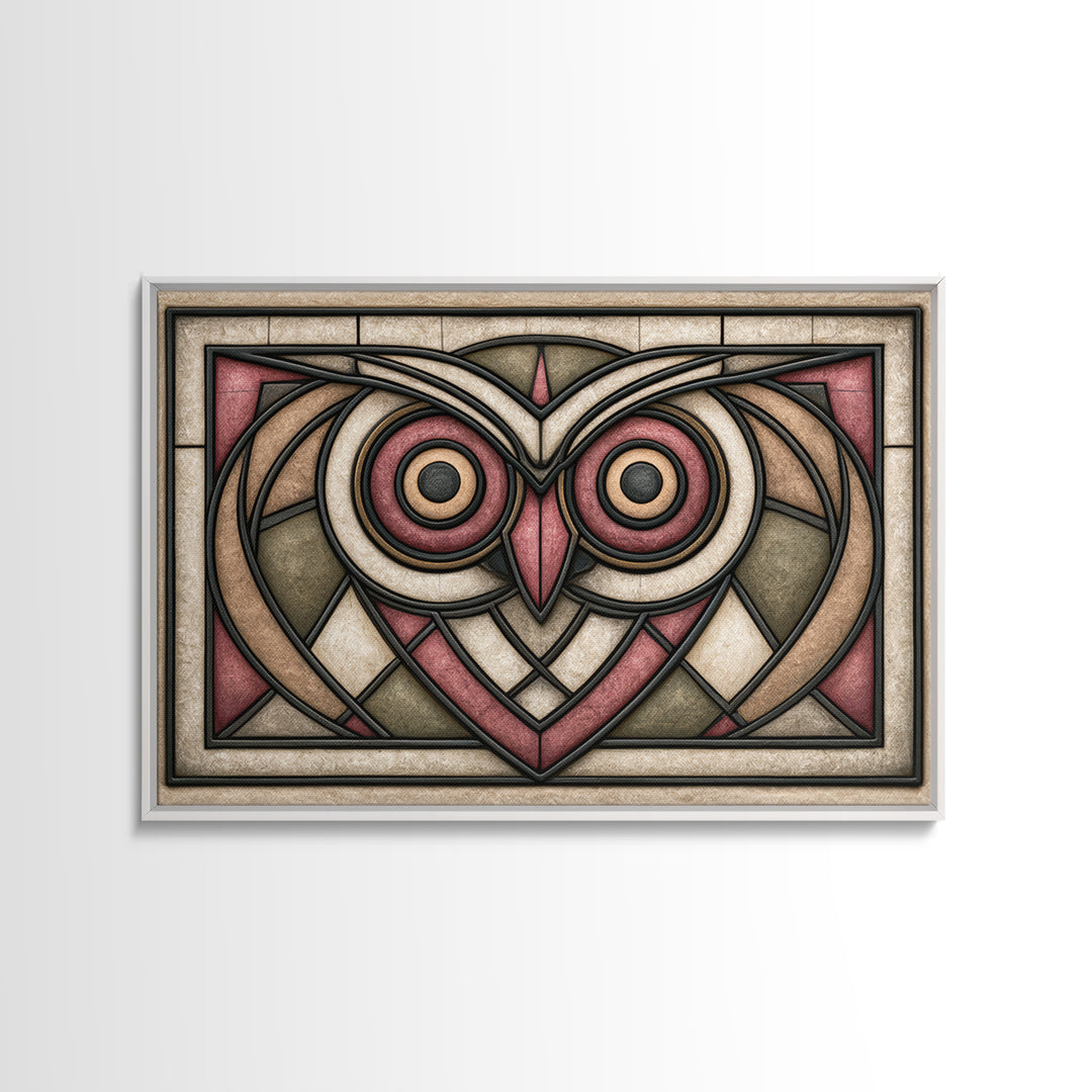 Sacred Owl Formed from Symmetrical Linework Canvas Print, Sacred Geometry Art, Boho Decor, Living Room Decor, Geometry, SGA-3x2-46