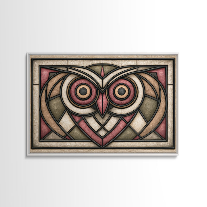 Sacred Owl Formed from Symmetrical Linework Canvas Print, Sacred Geometry Art, Boho Decor, Living Room Decor, Geometry, SGA-3x2-46