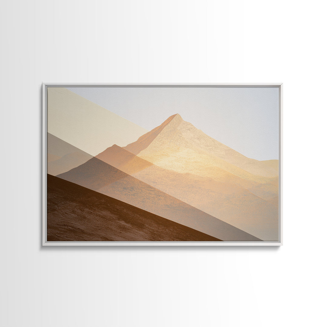 Triangle Mountain Landscape Framed Canvas Print, Sacred Geometry Art, Mandala Wall Art, Living Room Decor, Fine Art, Geometry, SGA-3x2-69