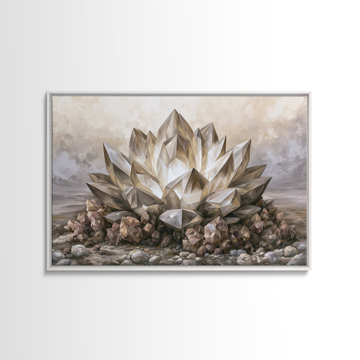 Crystal Lotus Arrangement Canvas Print, Sacred Geometry Art, Neutral Decor, Living Room Decor, Fine Art, Geometry, Wall Decor, SGA-3x2-72