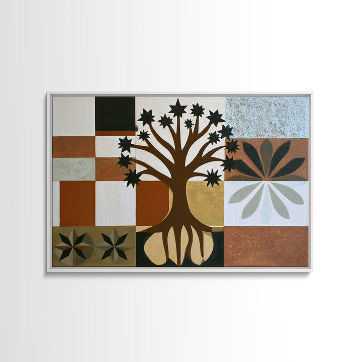 Geometric Tree of Life Framed Canvas Print, Sacred Geometry Art, Fall Decor, Living Room Decor, Abstract Art, Geometry, SGA-3x2-91