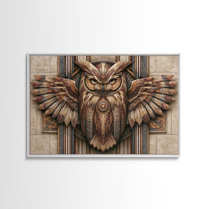 Sacred Owl Formed from Symmetrical Linework Canvas Print, Sacred Geometry Art, Geometric Wall Art, Living Room Decor, Geometry, SGA-3x2-94