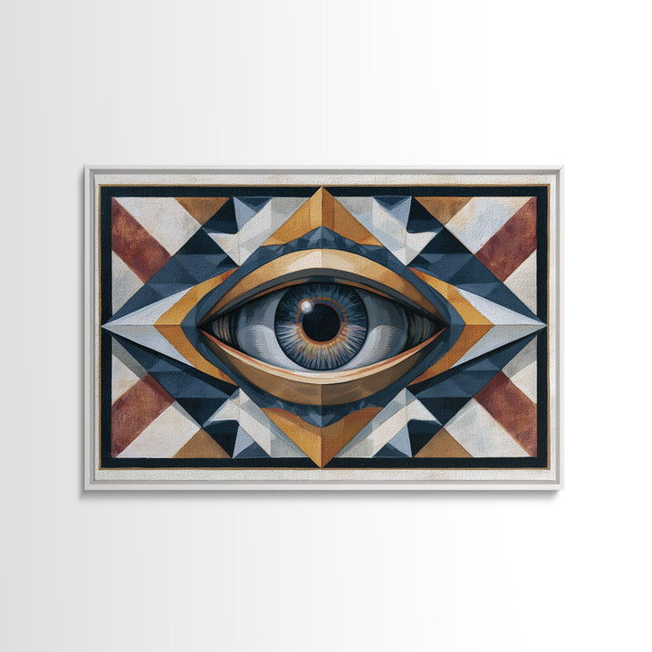 Cosmic Eye Inside Geometric Frame Framed Canvas Print, Sacred Geometry Art, Living Room Decor, Abstract Art, Geometry, SGA-3x2-95