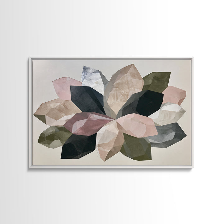 Crystal Lotus Arrangement Framed Canvas Print, Sacred Geometry Art, Art Print, Living Room Decor, Oil Painting, Geometry, SGA-3x2-96