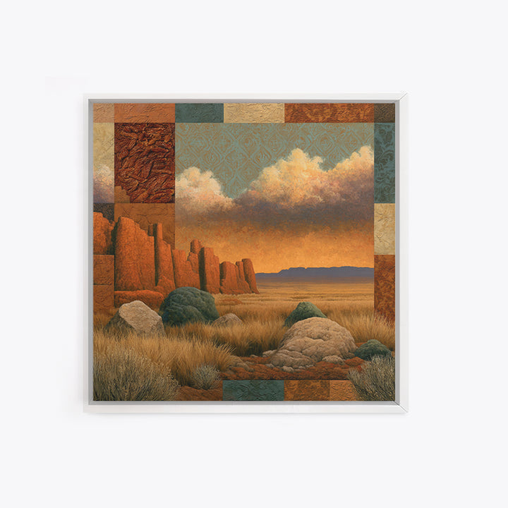 Dried Chili Peppers and Adobe Texture Framed Canvas Print, Southwestern Art, Wall Decor, Southwestern Decor, Fine Art, Mesa, SOU-1x1-48