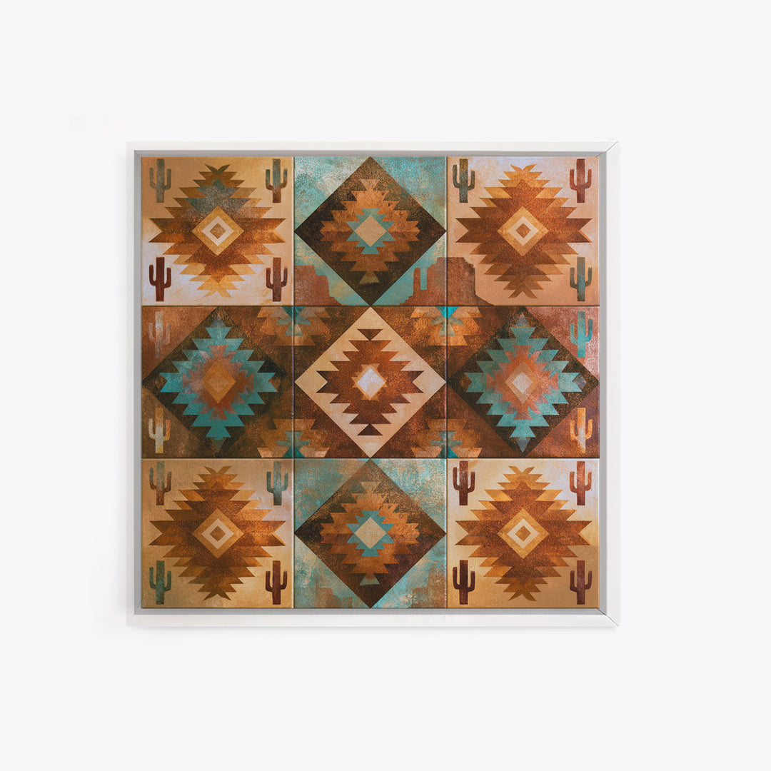 Navajo Geometric Pattern Framed Canvas Print, Southwestern Art, Western Wall Art, Southwestern Decor, Abstract Art, Mesa, SOU-1x1-52