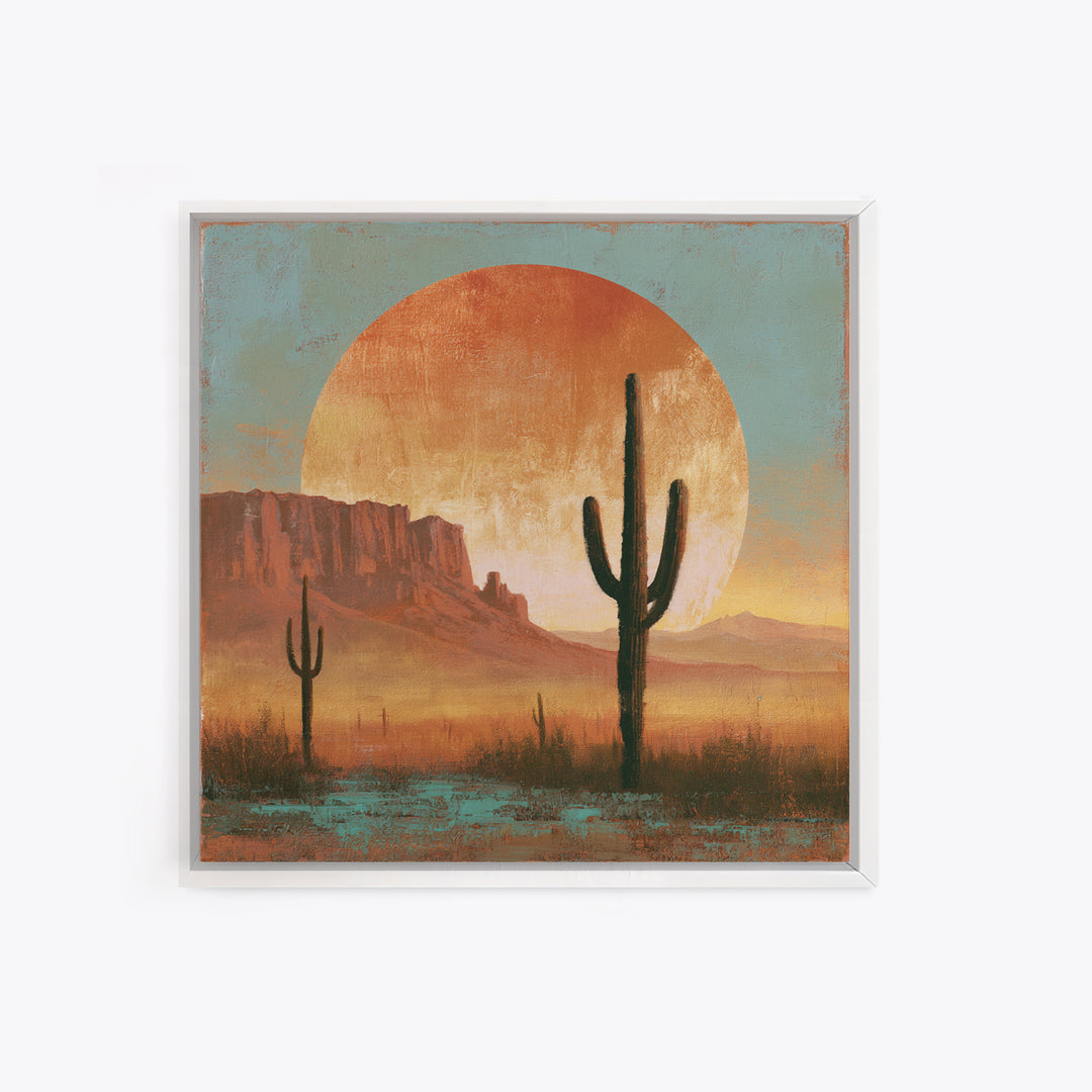 Saguaro Cactus under Enormous Sunset Framed Canvas Print, Southwestern Art, Fine Art Print, Southwestern Decor, Fine Art, Mesa, SOU-1x1-74