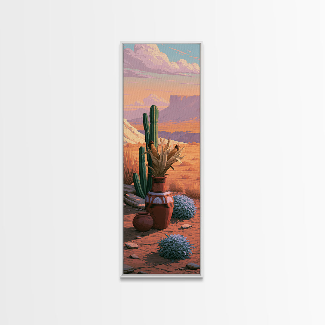 Pueblo Pottery Still Life Canvas Print, Southwestern Art, Prints Wall Art, Southwestern Decor, Fine Art, Mesa, Tile Art, SOU-1x3-35
