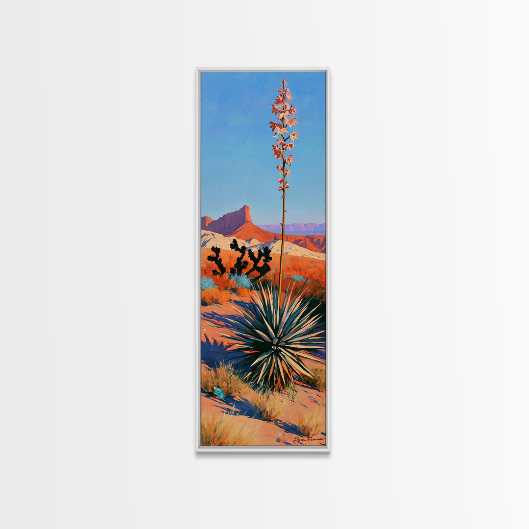 Yucca Blooms Against Clear Blue Sky Canvas Print, Southwestern Art, Western Decor, Southwestern Decor, Fine Art, Mesa, SOU-1x3-56