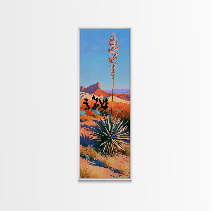 Yucca Blooms Against Clear Blue Sky Canvas Print, Southwestern Art, Western Decor, Southwestern Decor, Fine Art, Mesa, SOU-1x3-56