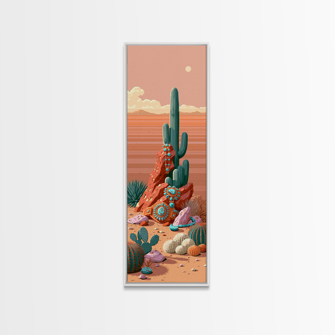 Turquoise Jewelry and Leather Still Life Canvas Print, Southwestern Art, Luxury Decor, Southwestern Decor, Fine Art, Mesa, SOU-1x3-95