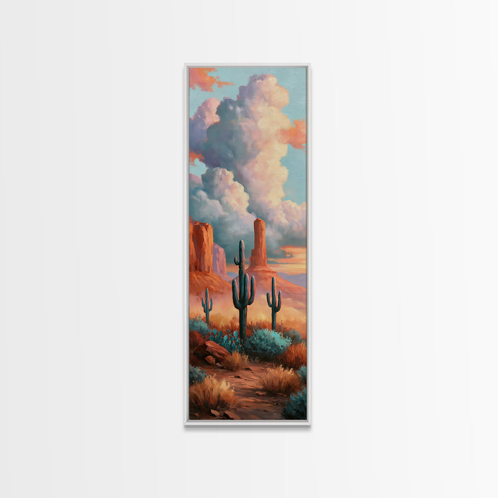 Desert Storm Clouds Framed Canvas Print, Southwestern Art, Western Home Decor, Southwestern Decor, Fine Art, Mesa, Room Decor, SOU-1x3-96