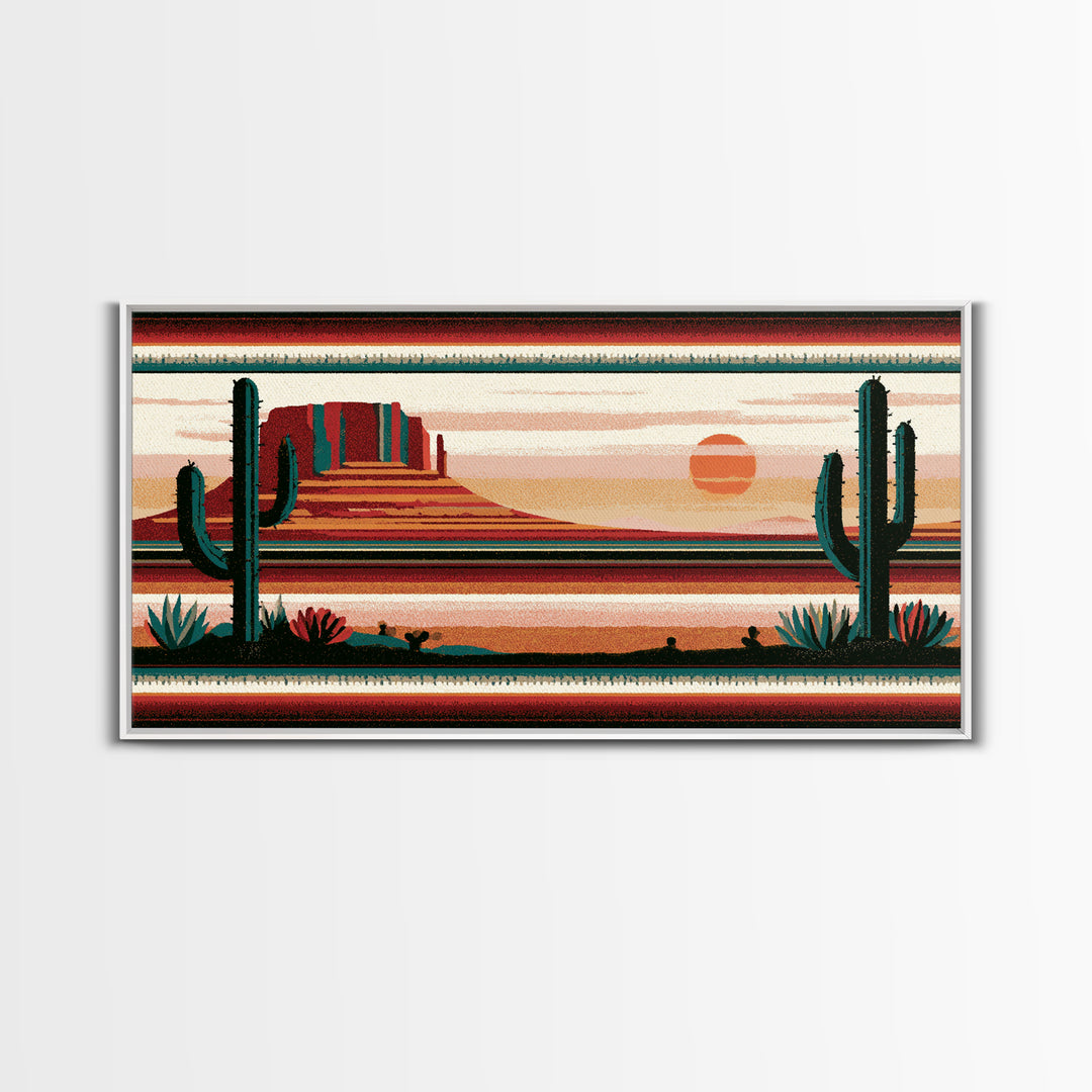 Navajo Geometric Pattern Canvas Print, Southwestern Art, Painting, Southwestern Decor, Abstract Art, Mesa, Tapestry Wall Art, SOU-2x1-48