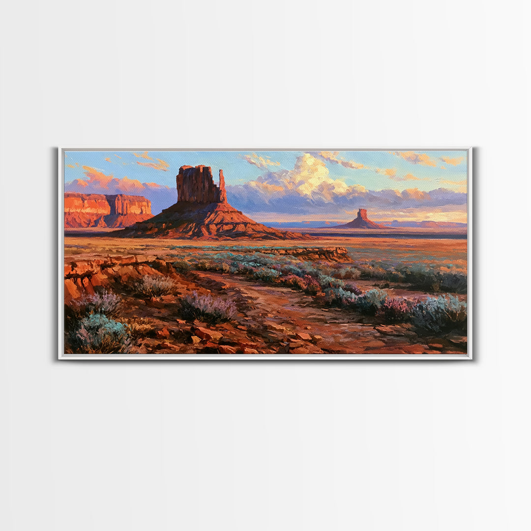 Desert Mesas in Terracotta and Turquoise Canvas Print, Southwestern Art, Western Wall Art, Southwestern Decor, Fine Art, Mesa, SOU-2x1-69