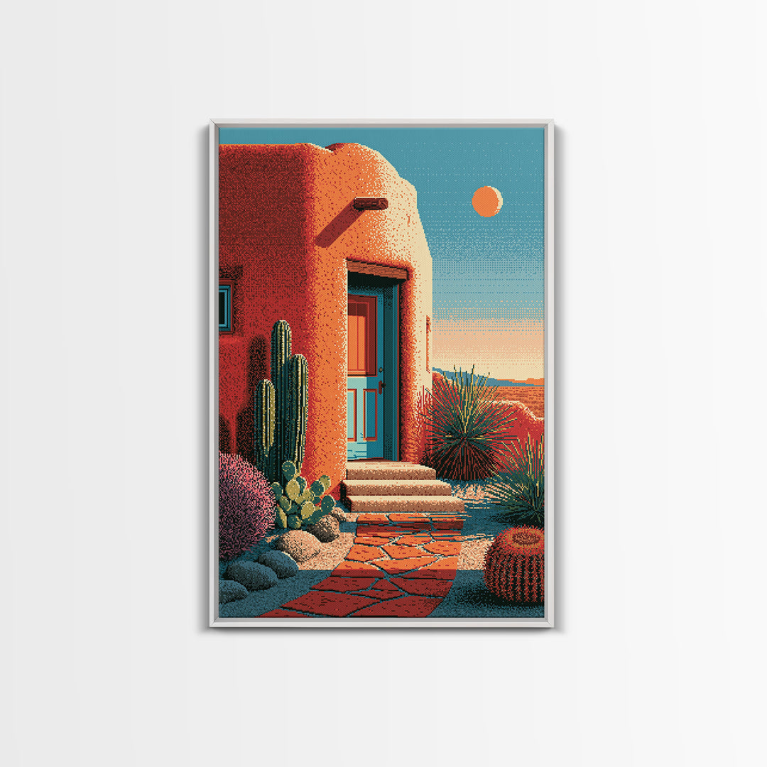 Adobe Doorway with Turquoise Blue Shadow Canvas Print, Southwestern Art, Western Decor, Southwestern Decor, Fine Art, Mesa, SOU-2x3-61