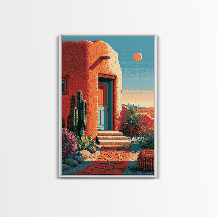 Adobe Doorway with Turquoise Blue Shadow Canvas Print, Southwestern Art, Western Decor, Southwestern Decor, Fine Art, Mesa, SOU-2x3-61