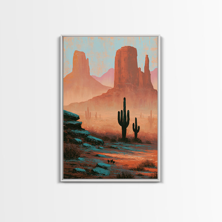 Monument Valley Silhouette Canvas Print, Southwestern Art, Oil Painting, Southwestern Decor, Fine Art, Mesa, Oil Paintings, SOU-2x3-66
