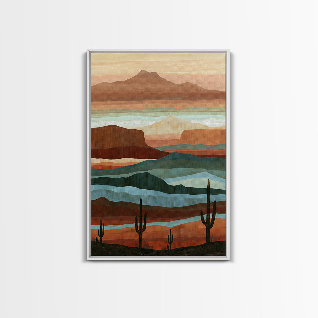 Abstract Canyon Layers Framed Canvas Print, Southwestern Art, Large Wall Art, Southwestern Decor, Mesa, Farmhouse Wall Art, SOU-2x3-74