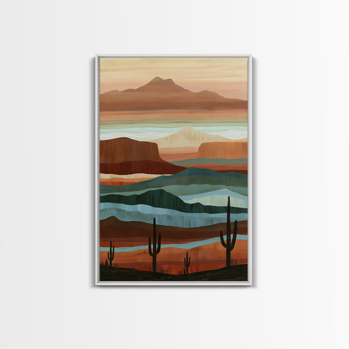 Abstract Canyon Layers Framed Canvas Print, Southwestern Art, Large Wall Art, Southwestern Decor, Mesa, Farmhouse Wall Art, SOU-2x3-74