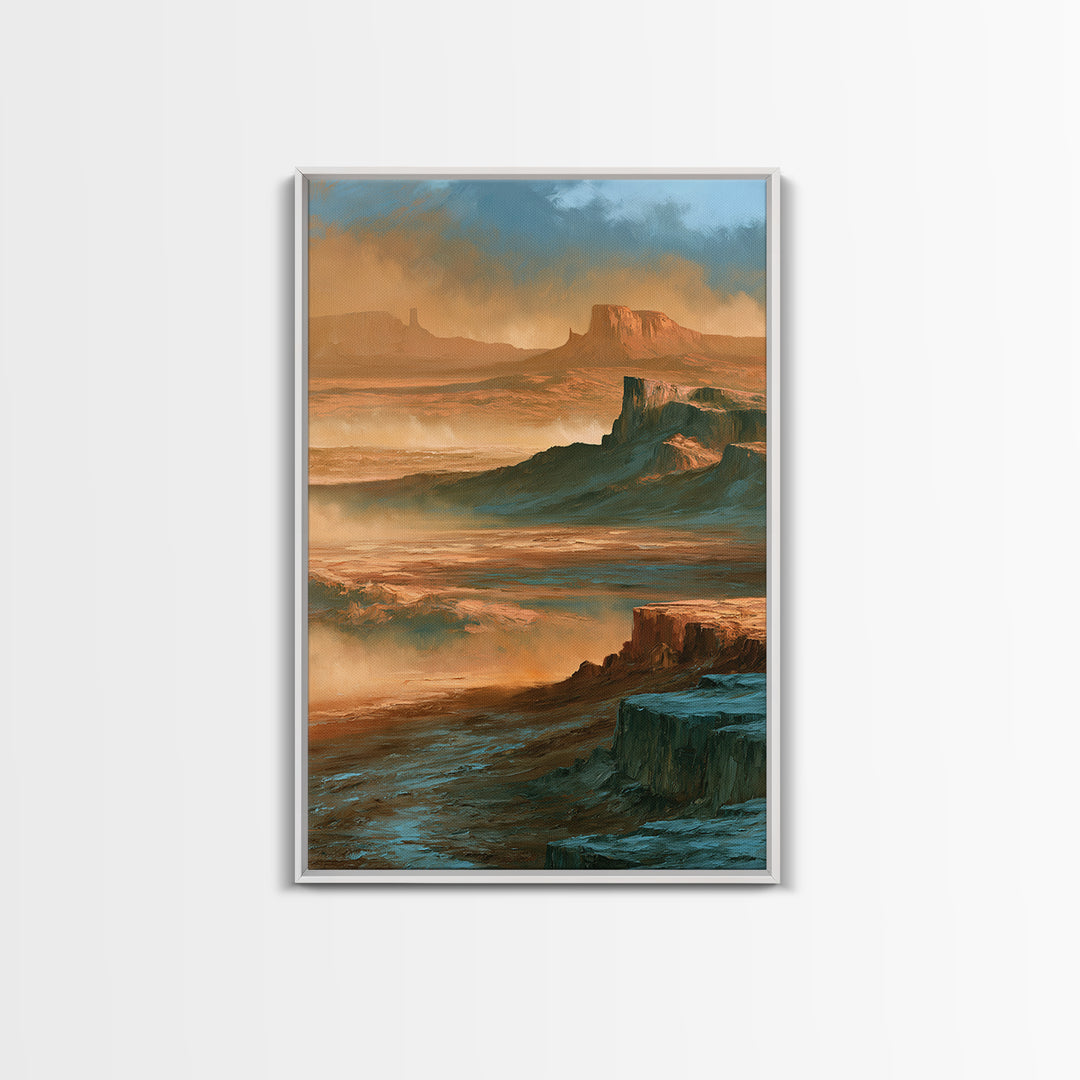 Desert Mesas in Terracotta and Turquoise Canvas Print, Southwestern Art, Farmhouse Wall Art, Southwestern Decor, Fine Art, Mesa, SOU-2x3-81