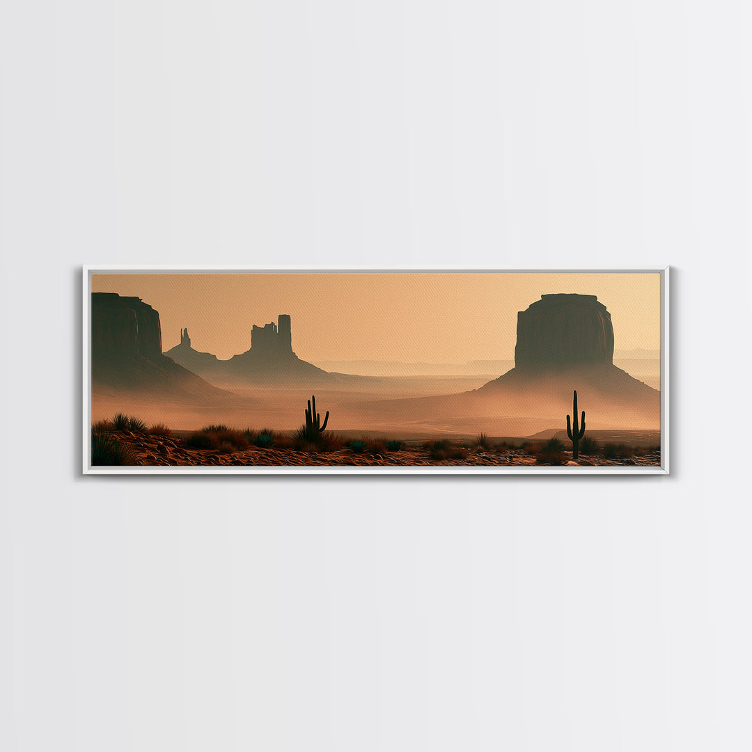 Monument Valley Silhouette Framed Canvas Print, Southwestern Art, Farmhouse Wall Art, Southwestern Decor, Fine Art, Mesa, SOU-3x1-74