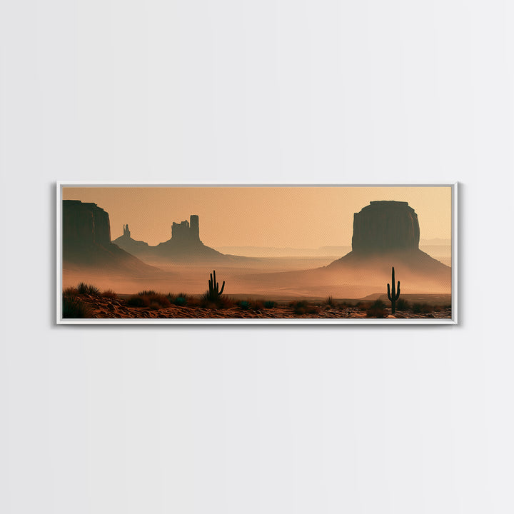Monument Valley Silhouette Framed Canvas Print, Southwestern Art, Farmhouse Wall Art, Southwestern Decor, Fine Art, Mesa, SOU-3x1-74
