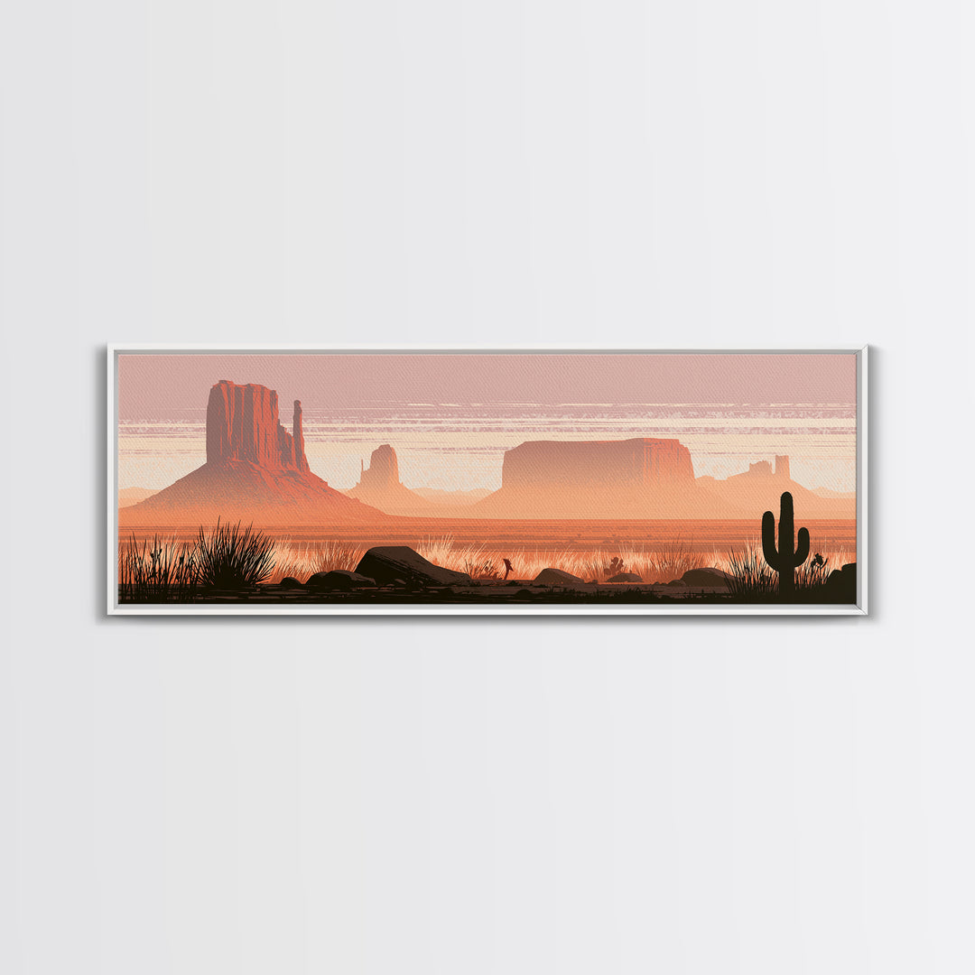 Monument Valley Silhouette Canvas Print, Southwestern Art, Western Art, Southwestern Decor, Oil Painting, Mesa, SOU-3x1-98