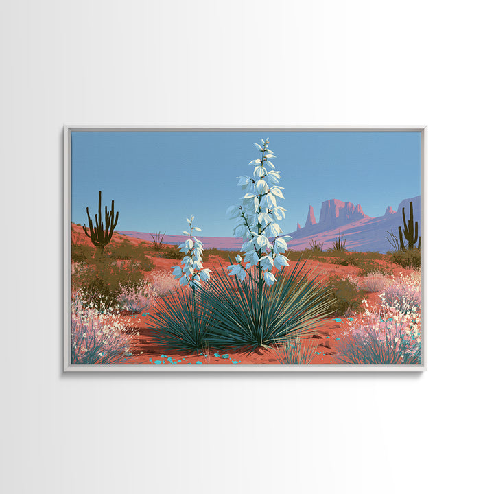 Yucca Blooms Against Clear Blue Sky Canvas Print, Southwestern Art, Gallery Decor, Southwestern Decor, Fine Art, Mesa, SOU-3x2-48