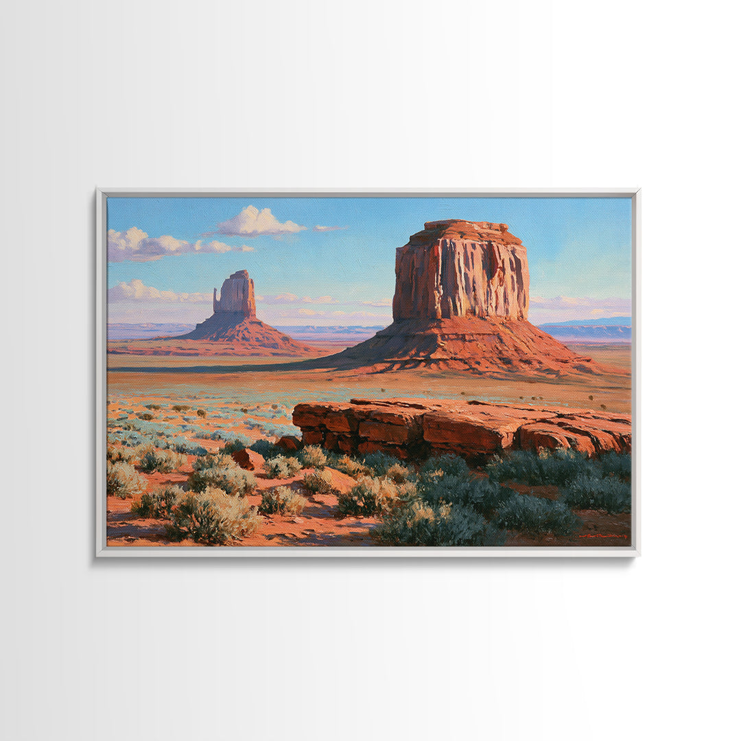 Desert Mesas in Terracotta and Turquoise Canvas Print, Southwestern Art, Modern Decor, Southwestern Decor, Fine Art, Mesa, SOU-3x2-53