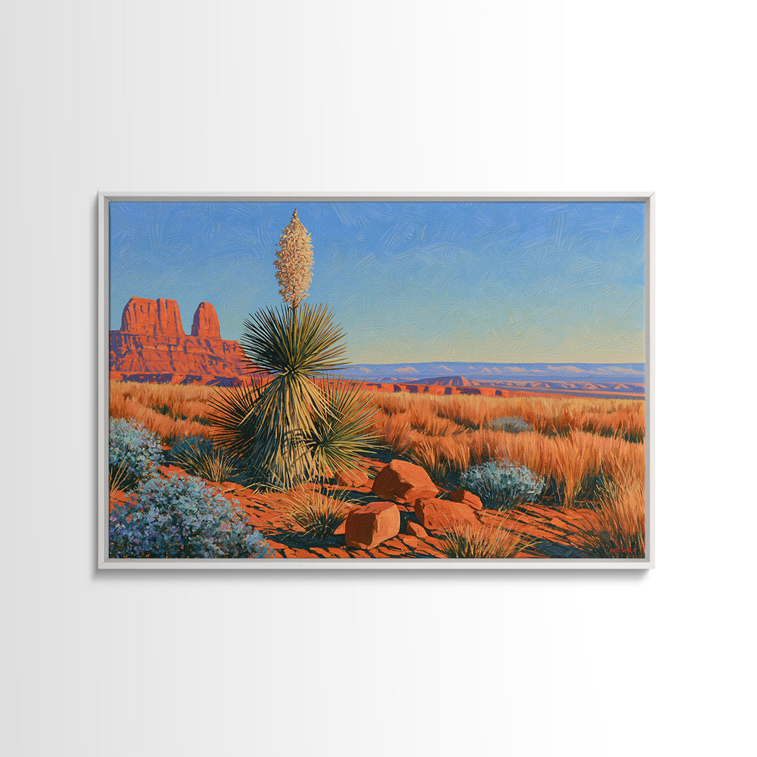 Yucca Blooms Against Clear Blue Sky Canvas Print, Southwestern Art, Contemporary Art, Southwestern Decor, Fine Art, Mesa, SOU-3x2-72