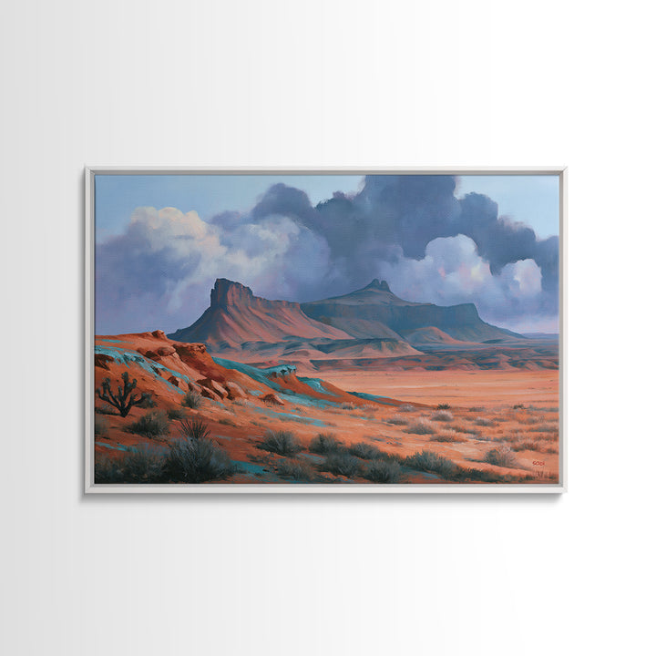 Desert Storm Clouds Canvas Print, Southwestern Art, Southwestern Decor, Oil Painting, Mesa, Boho Decor, Tapestry Wall Art, SOU-3x2-88
