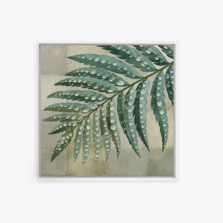 Fern Leaf Closeup Framed Canvas Print, Spa Art, Dog Wall Art, Spa Decor, Watercolor Art, Serenity, Dog Canvas, SPA-1x1-11