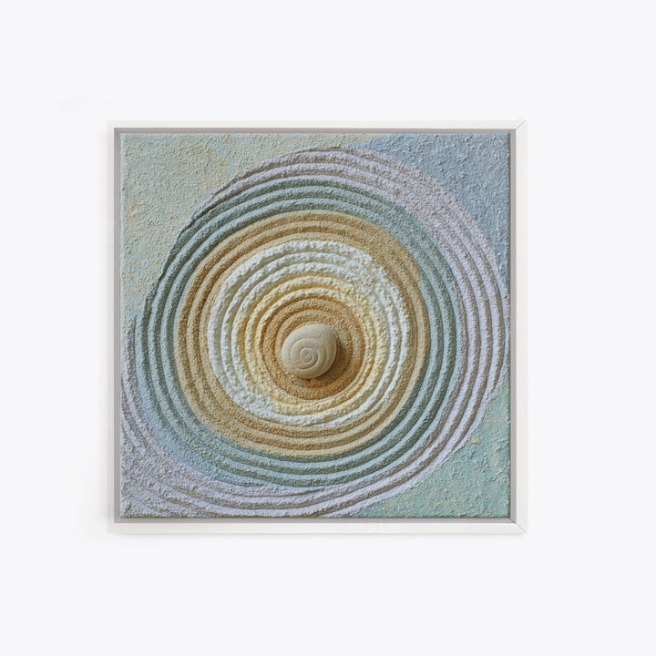Sand Garden Lines Framed Canvas Print, Spa Art, Spa Decor, Oil Painting, Serenity, Minimalist Art, Feminine Wall Art, SPA-1x1-12