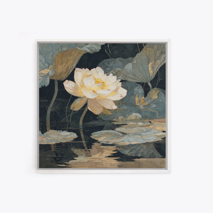 Minimal Face with Closed Eyes and Flowers Canvas Print, Spa Art, Minimalist Art, Spa Decor, Fine Art, Serenity, Tarot Card Art, SPA-1x1-19