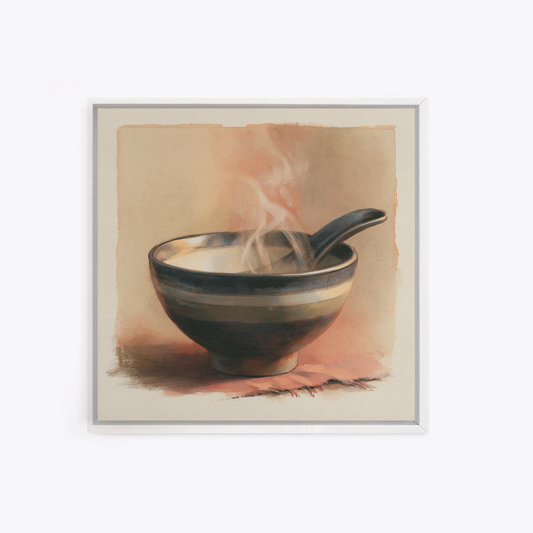 Tea Bowl and Steam Still Life Canvas Print, Spa Art, Dog Groomer Gifts, Spa Decor, Oil Painting, Serenity, Fine Art Print, SPA-1x1-22